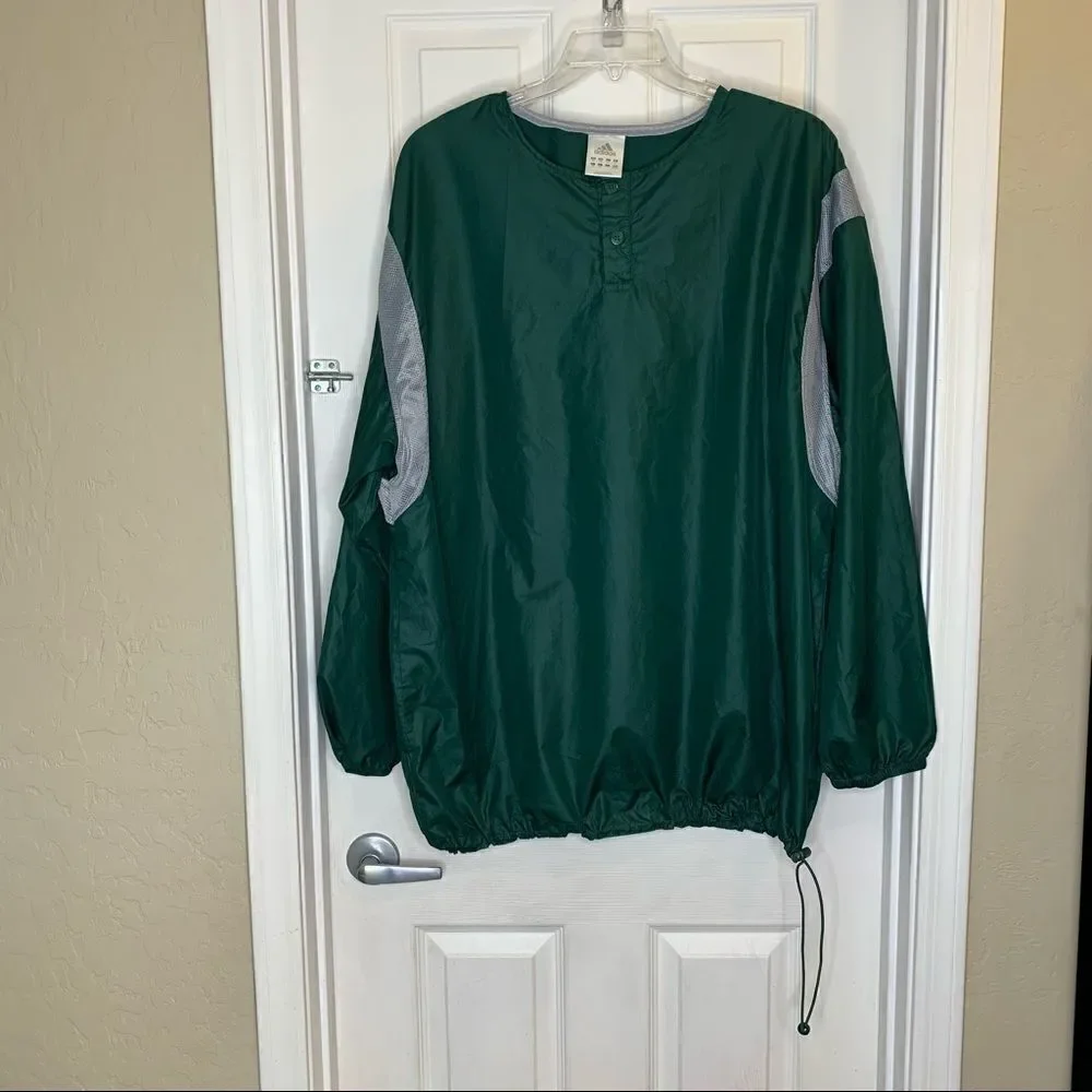 Adidas Pullover Windbreaker Lightweight Jacket Green Size 2XL